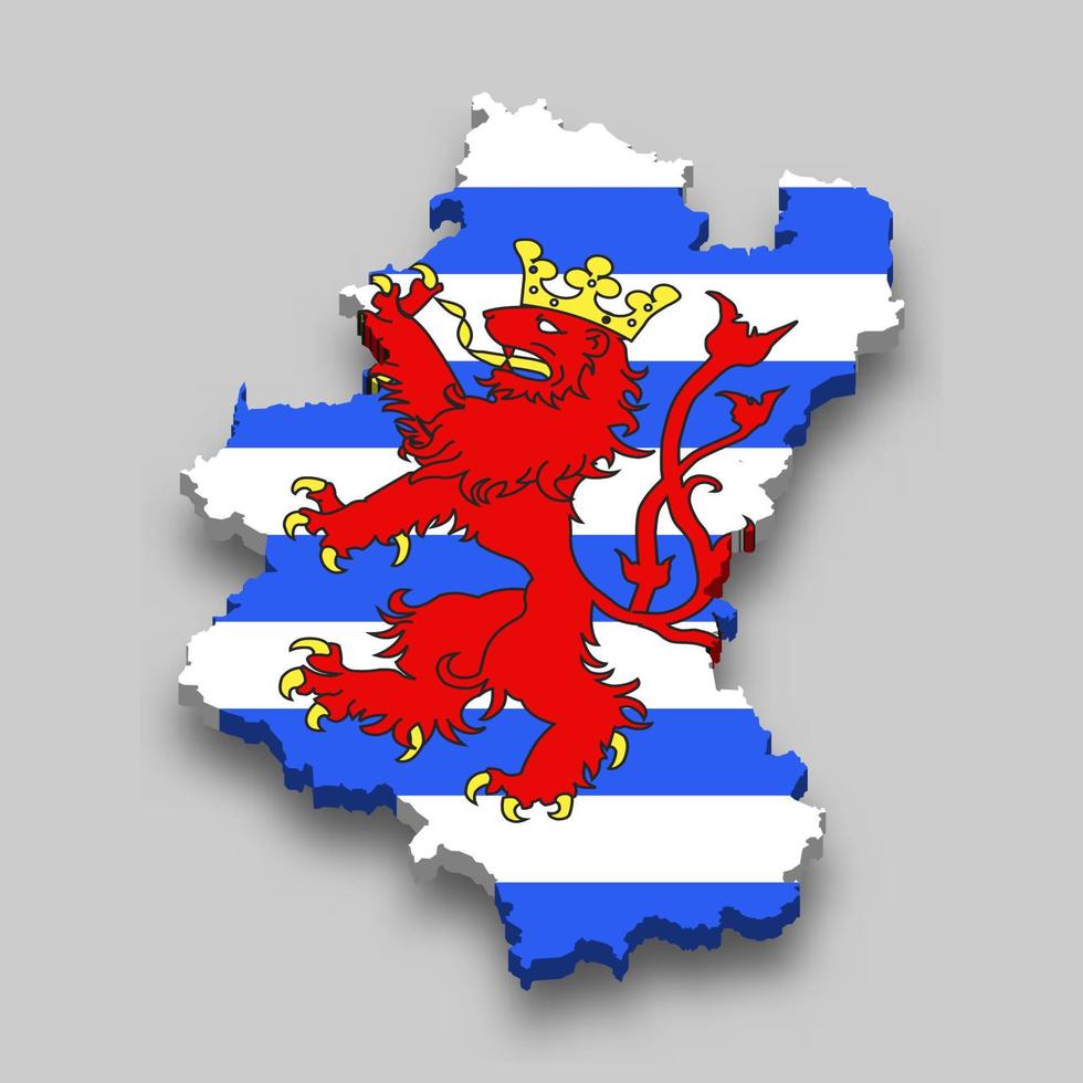 3d isometric Map of Luxembourg is a region of Belgium vector