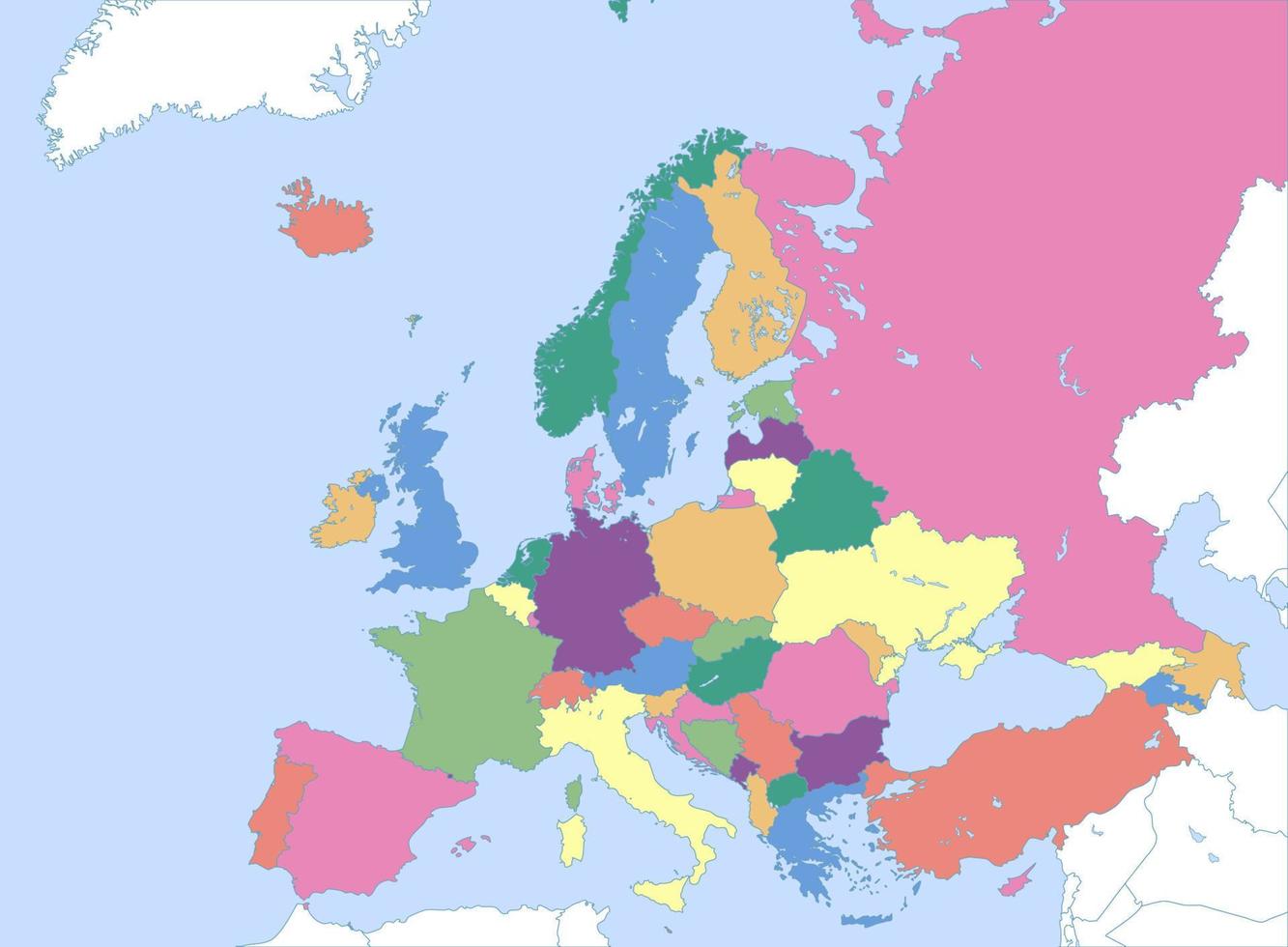 político mapa de Europa con fronteras vector