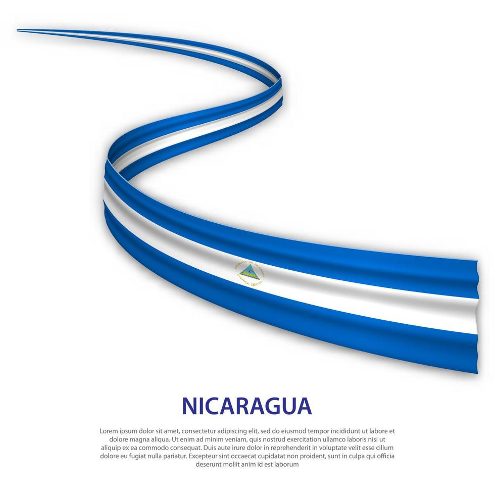 cinta ondeante o pancarta con bandera de nicaragua vector