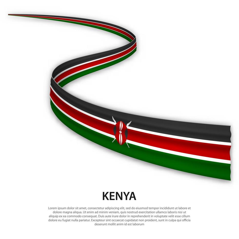 Waving ribbon or banner with flag of Kenya vector