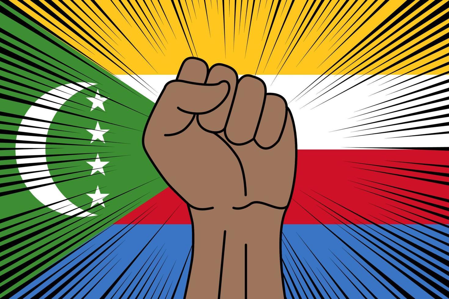 Human fist clenched symbol on flag of Comoros vector