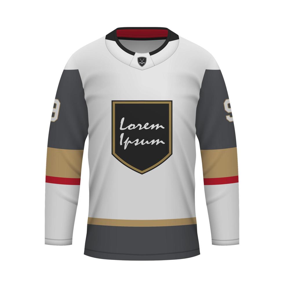 Realistic Ice Hockey away jersey Vegas, shirt template vector