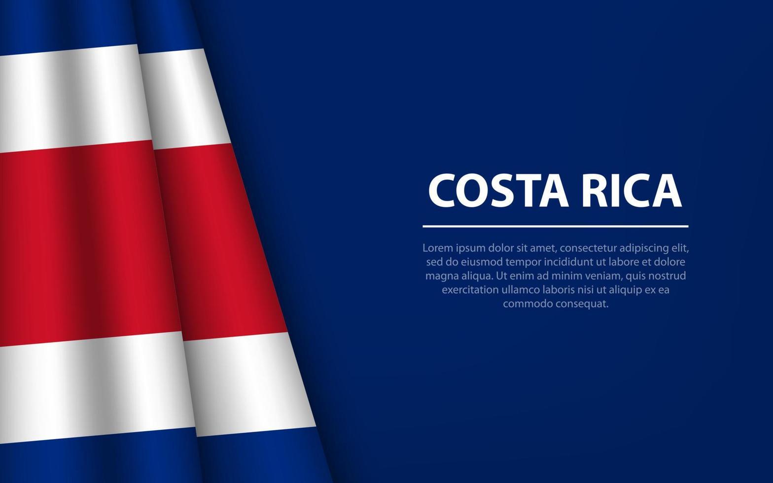 Wave flag of Costa Rica with copyspace background. vector