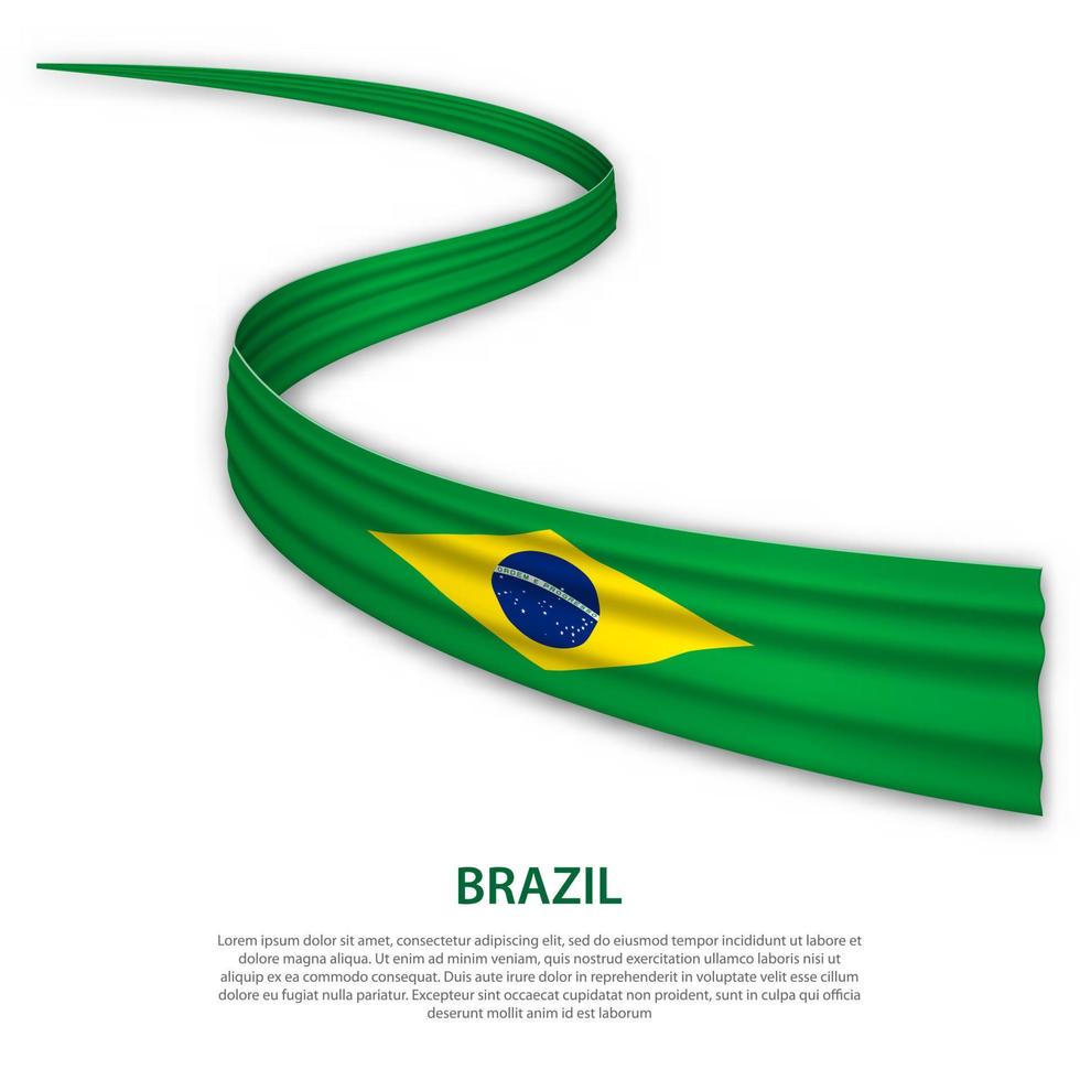 Waving ribbon or banner with flag of Brazil vector