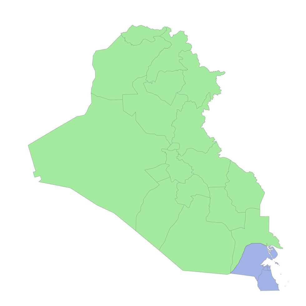 alto calidad político mapa de Irak y Kuwait con fronteras de el regiones o provincias vector