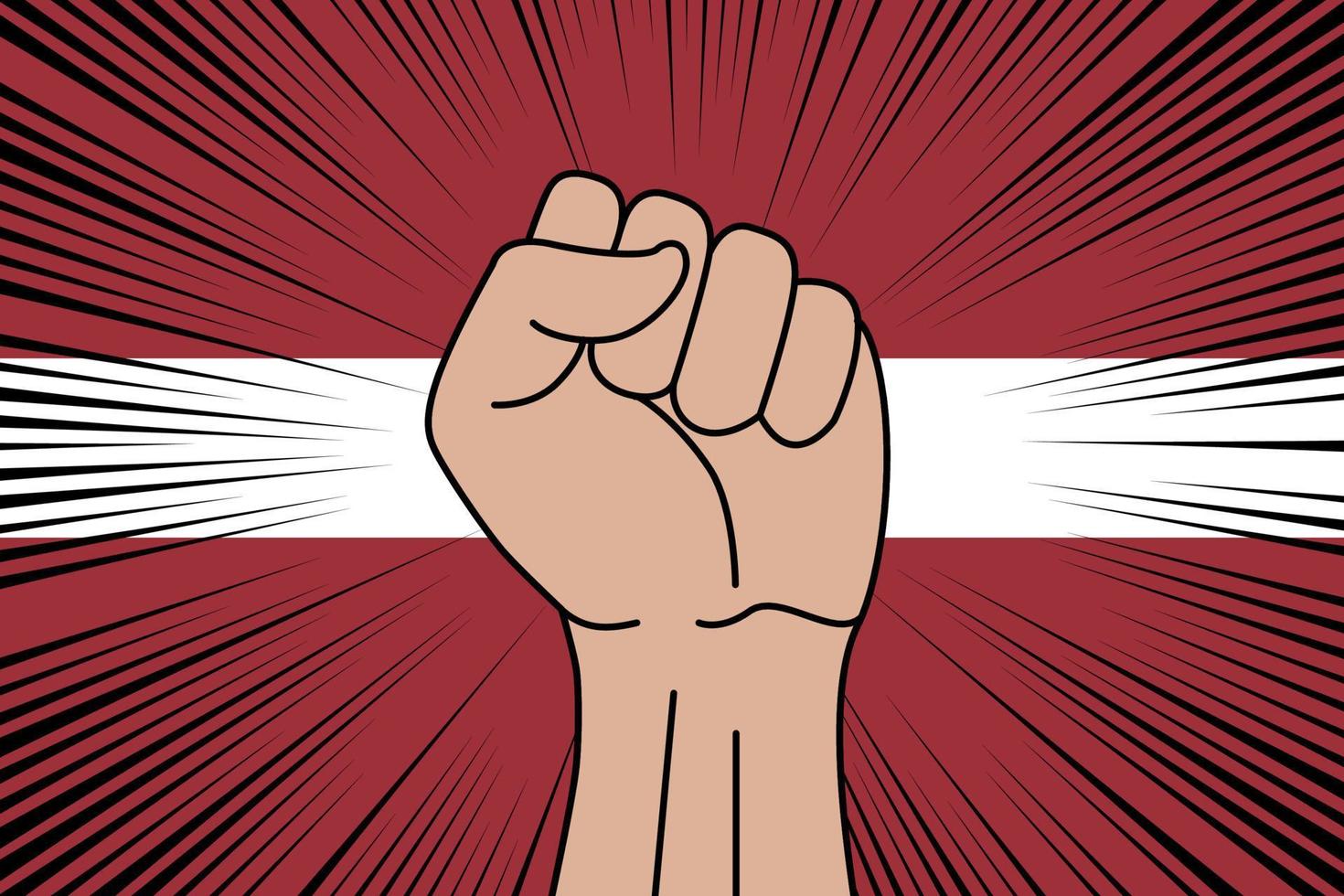 Human fist clenched symbol on flag of Latvia vector