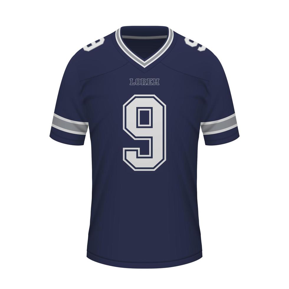 Realistic American football shirt of Dallas, jersey template vector