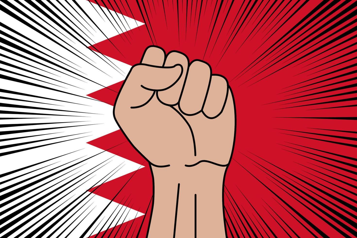 Human fist clenched symbol on flag of Bahrain vector