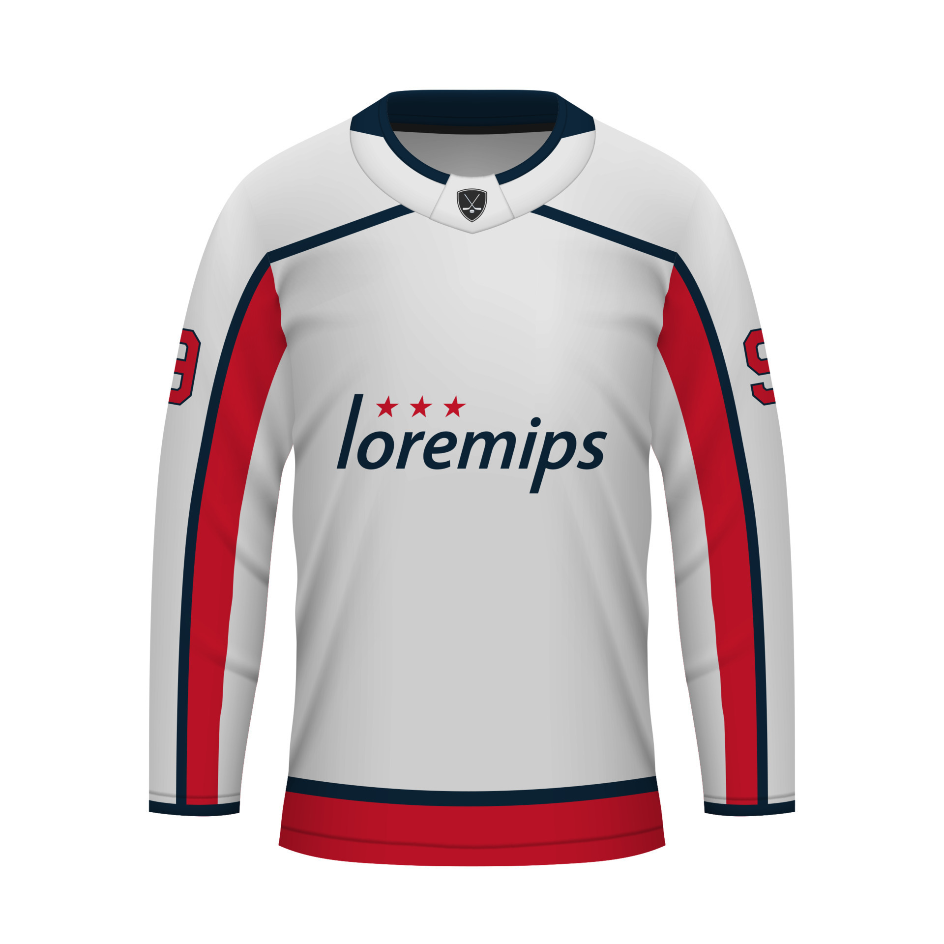 Realistic hockey kit, shirt template for ice hockey jersey