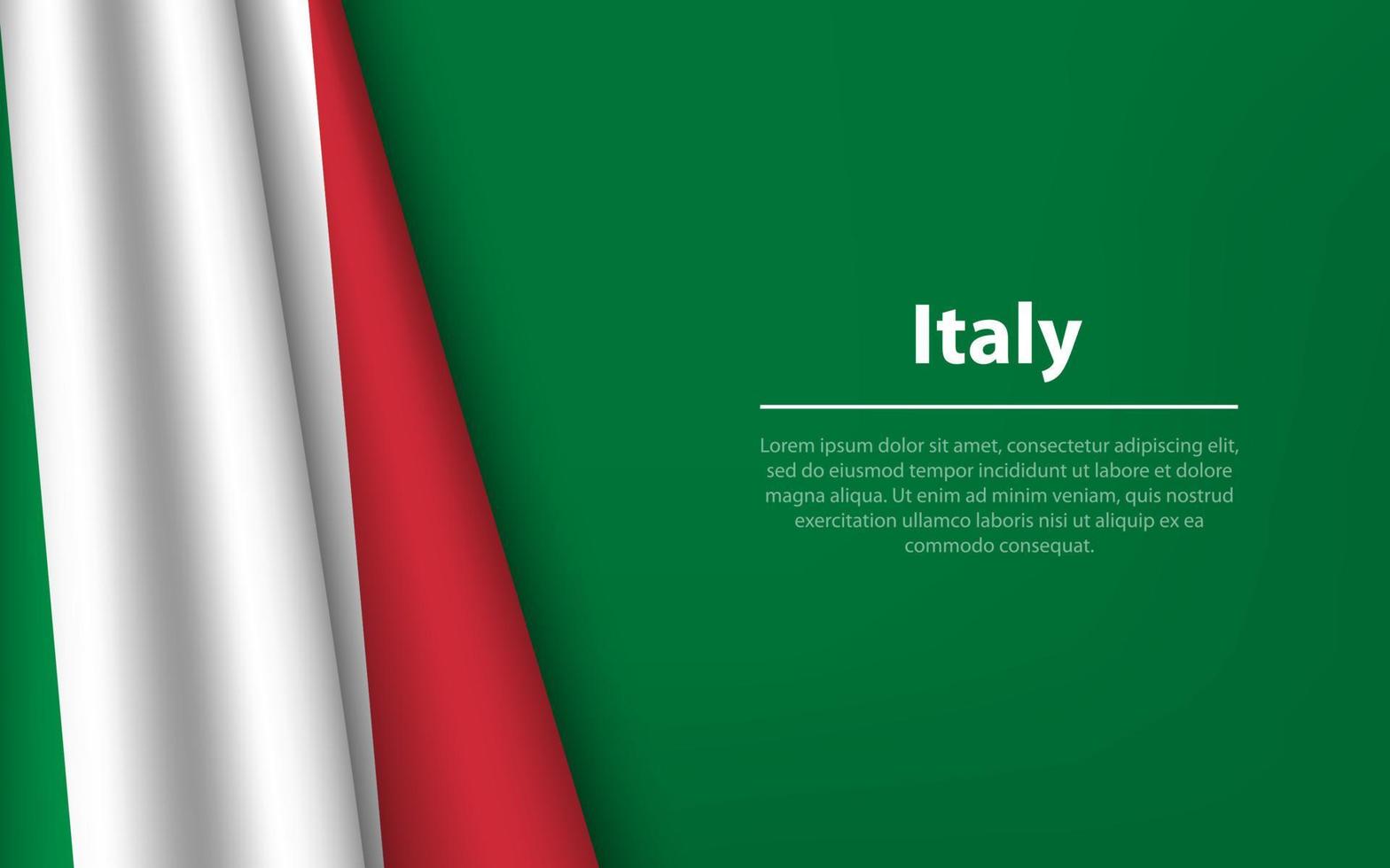 Wave flag of Italy with copyspace background. vector