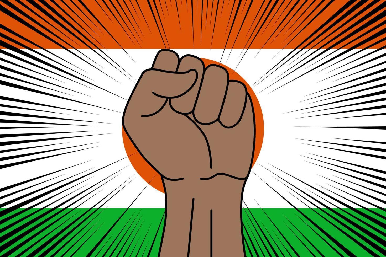 Human fist clenched symbol on flag of Niger vector