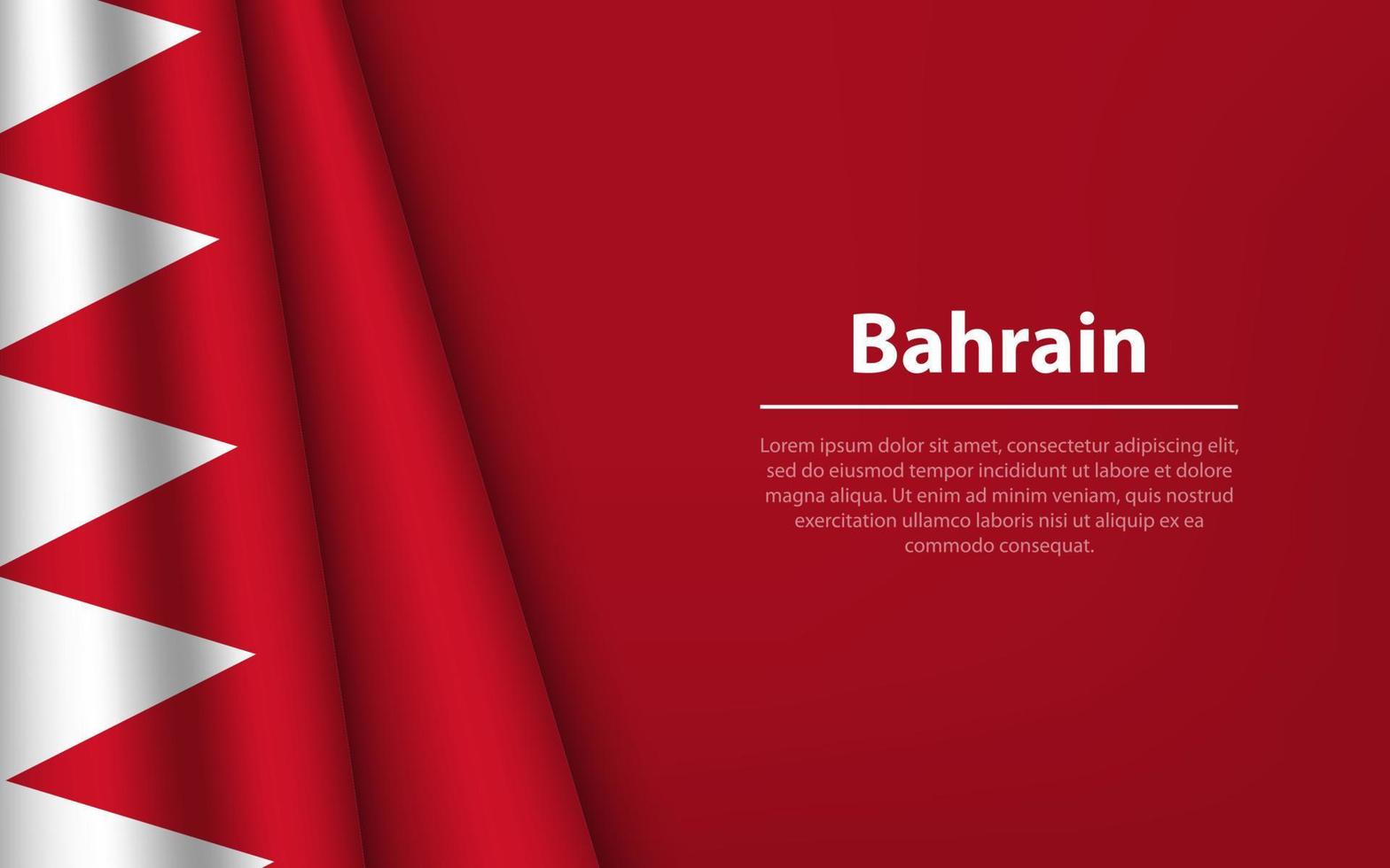 Wave flag of Bahrain with copyspace background. vector