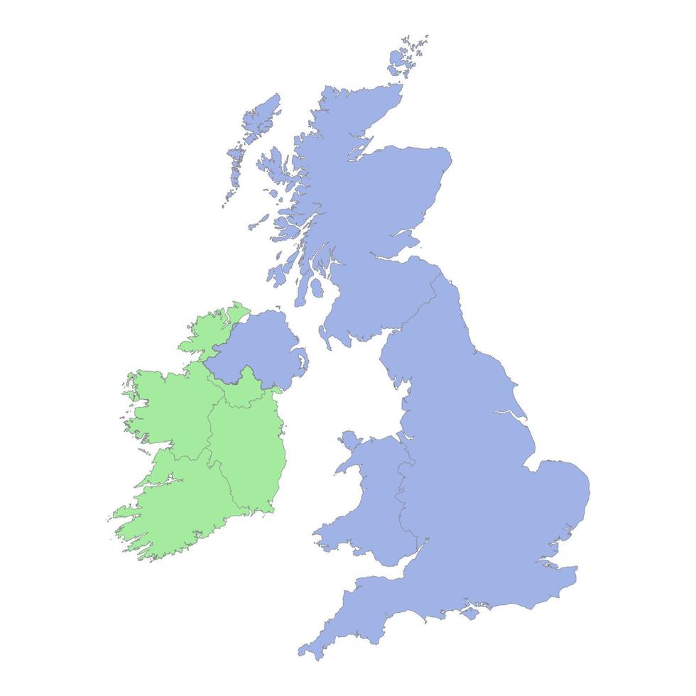 alto calidad político mapa de unido Reino y Irlanda con fronteras de el regiones o provincias vector