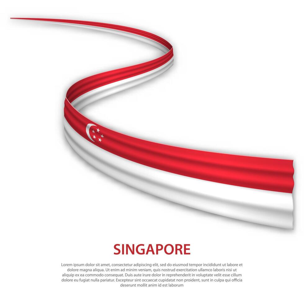 Waving ribbon or banner with flag of Singapore vector