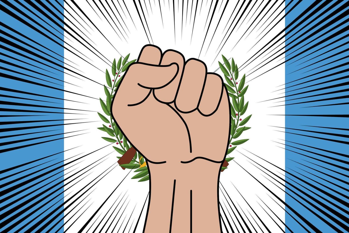 Human fist clenched symbol on flag of Guatemala vector