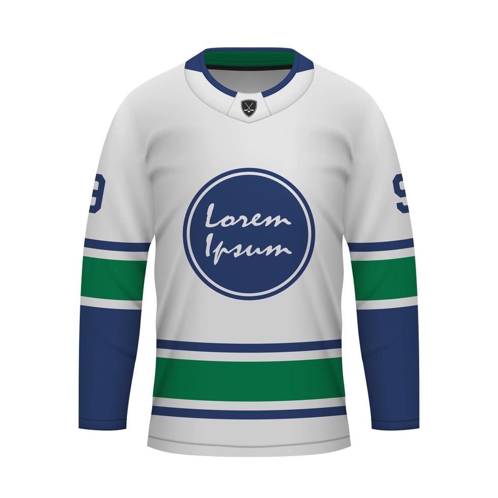 Realistic Ice Hockey away jersey Vancouver, shirt template vector