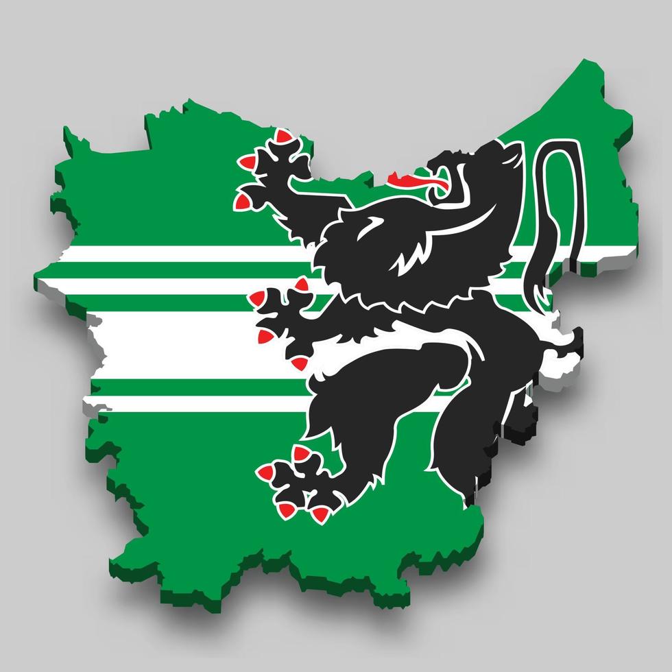 3d isometric Map of East Flanders is a region of Belgium vector