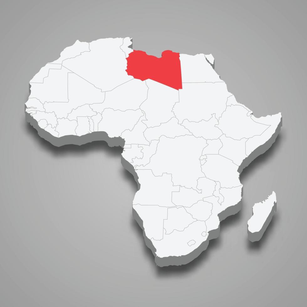 país ubicación dentro África. 3d mapa Libia vector