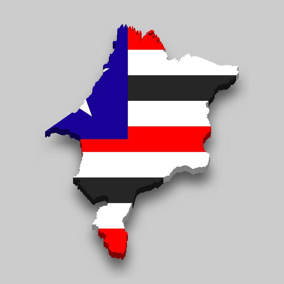 3d isometric Map of Maranhao with flag vector