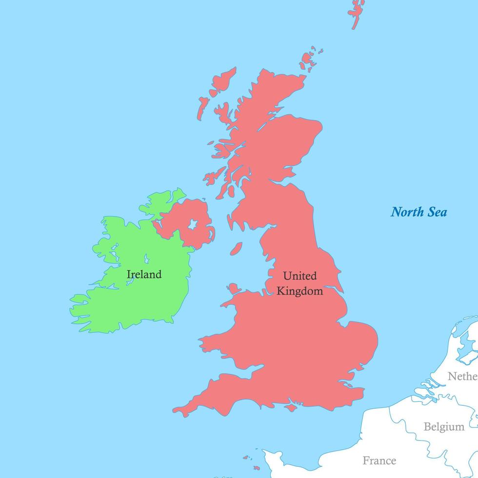 map of British Isles with borders of the countries. vector