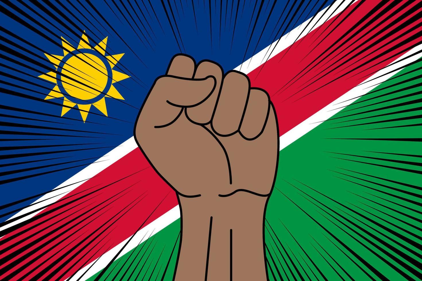 Human fist clenched symbol on flag of Namibia vector