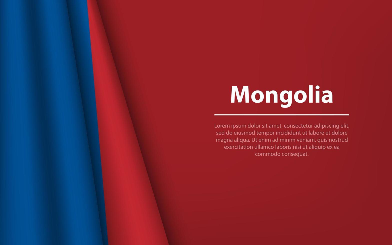 Wave flag of Mongolia with copyspace background. vector