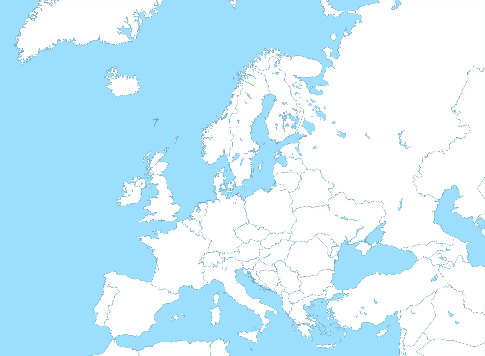 political map of europe blank