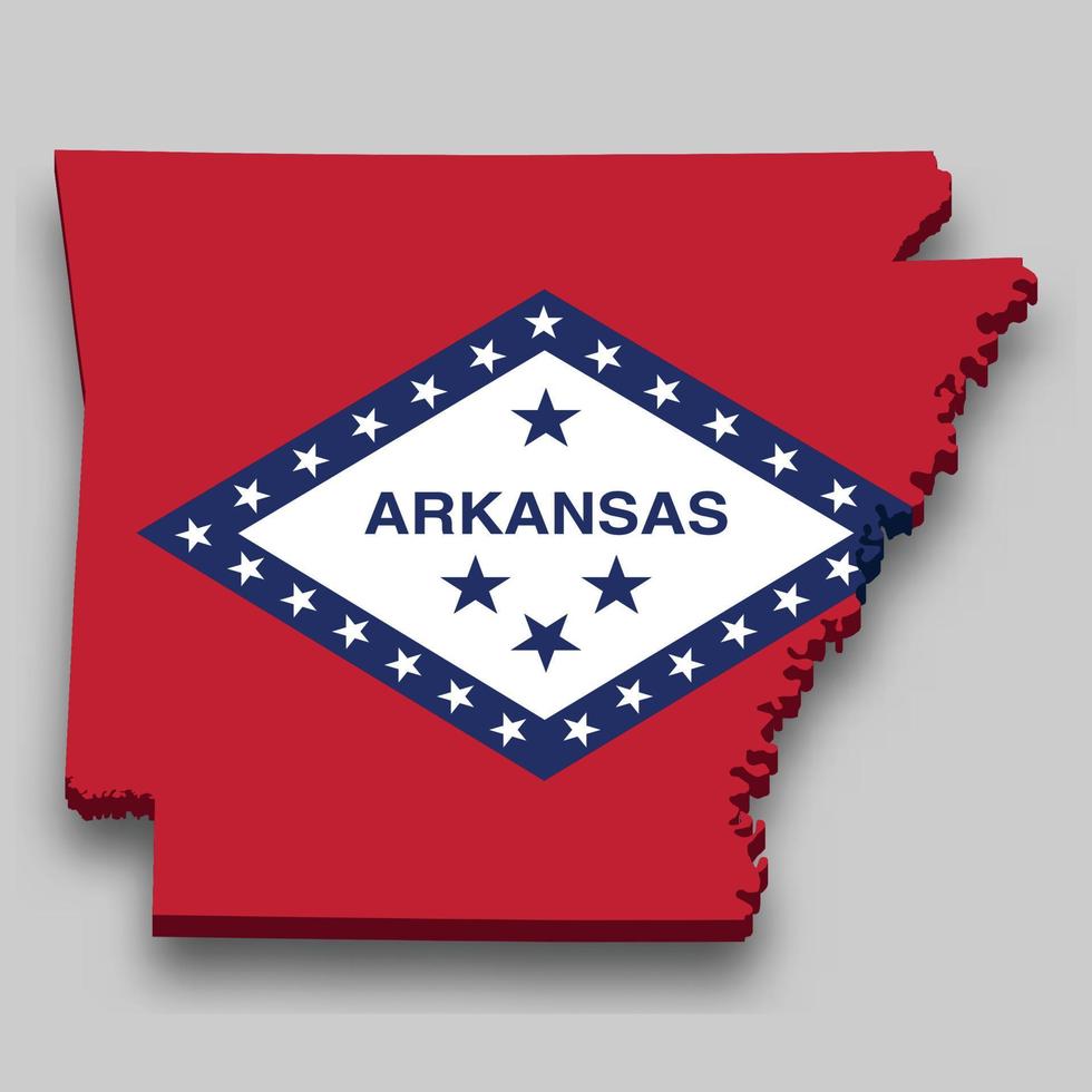 3d isometric Map of Arkansas is a state of United States vector