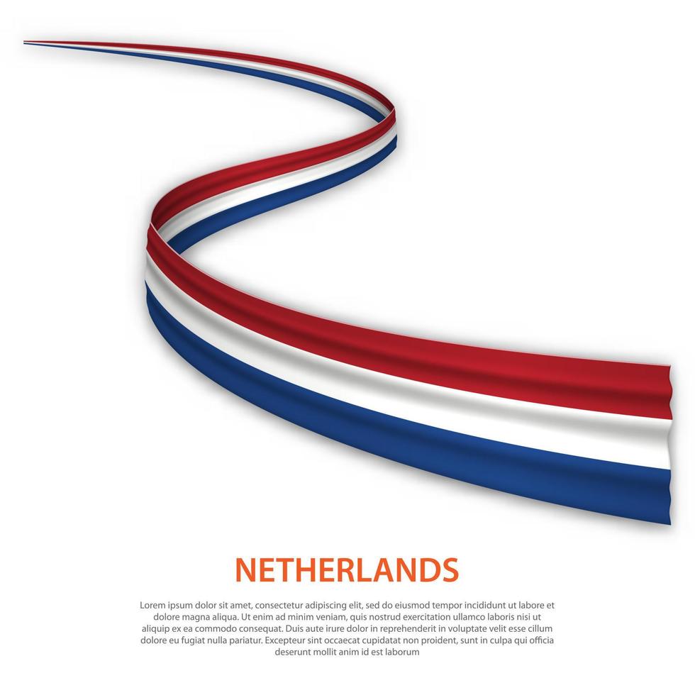 Waving ribbon or banner with flag of Netherlands vector