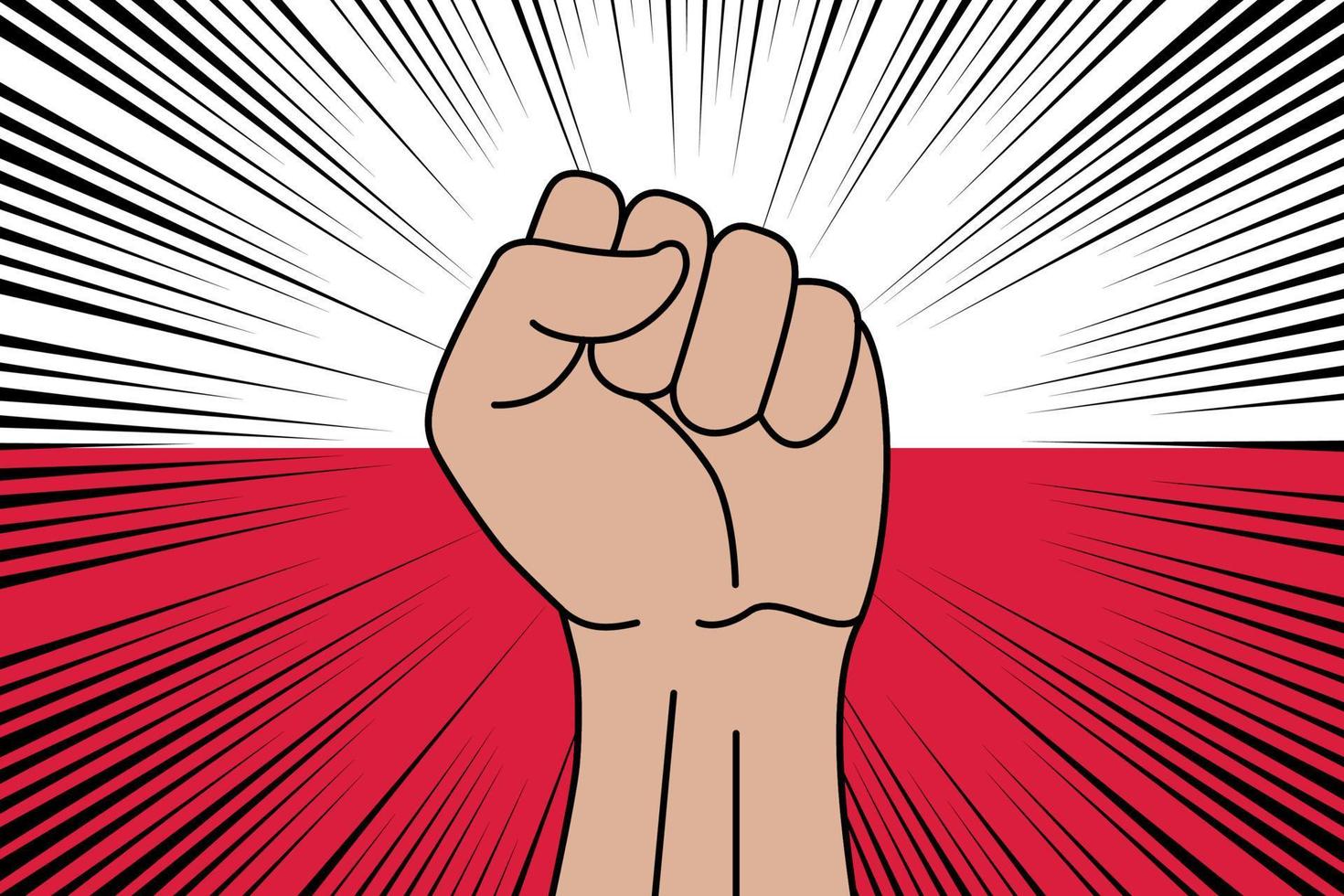 Human fist clenched symbol on flag of Poland vector