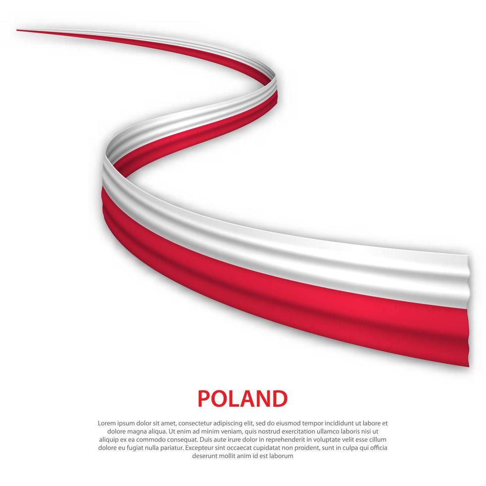 cinta ondeante o pancarta con bandera de polonia vector