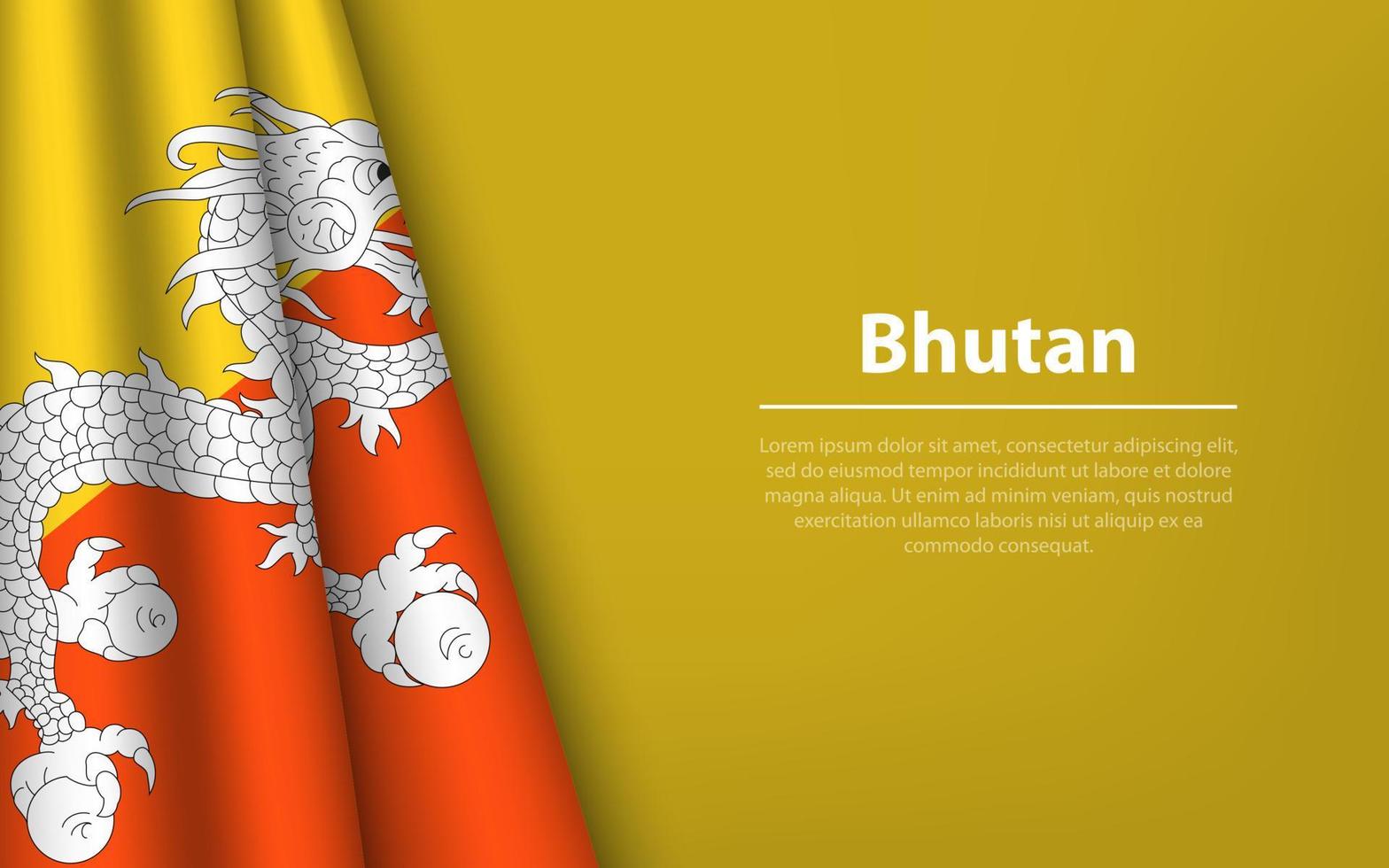 Wave flag of Bhutan with copyspace background. vector