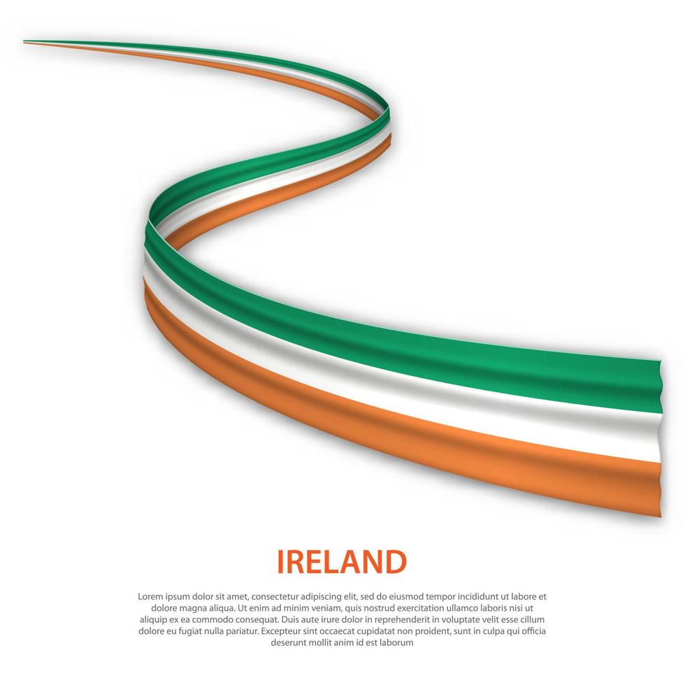 Waving ribbon or banner with flag of Ireland vector