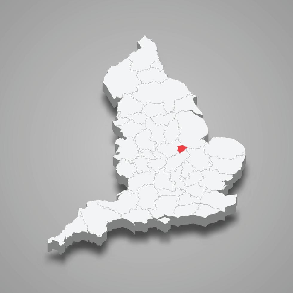 Rutland county location within England 3d map vector
