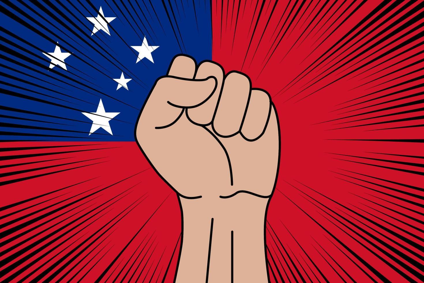 Human fist clenched symbol on flag of Samoa vector