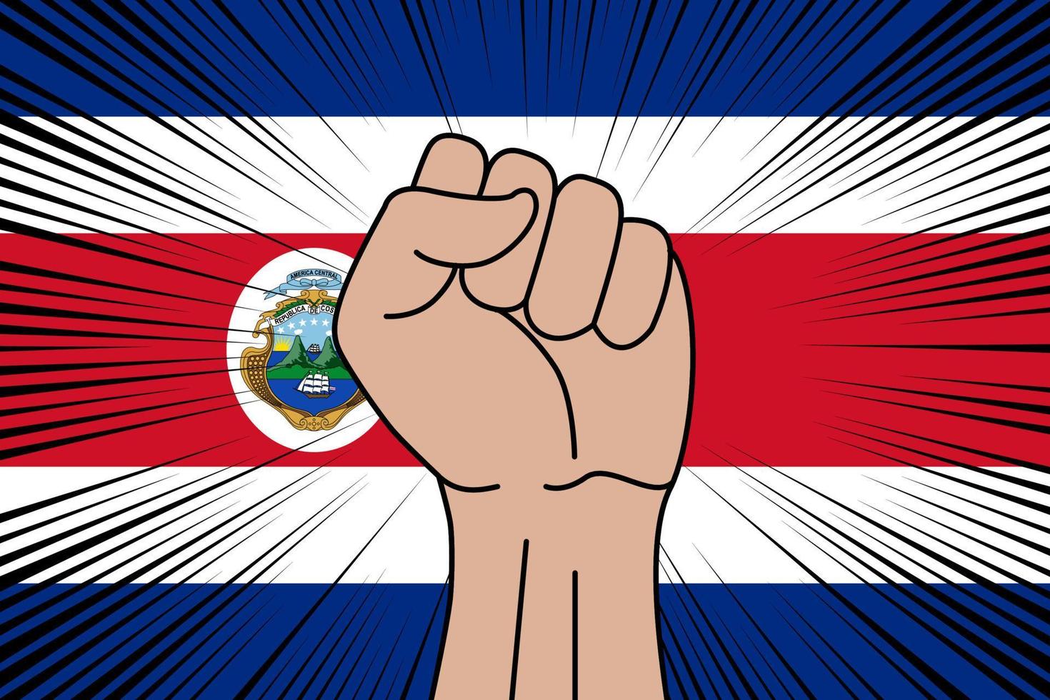 Human fist clenched symbol on flag of Costa Rica vector