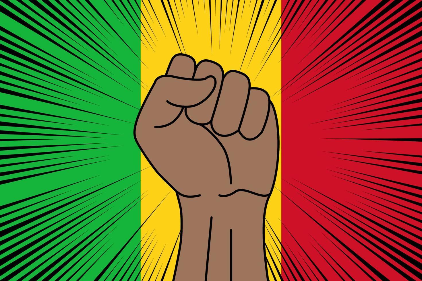Human fist clenched symbol on flag of Mali vector