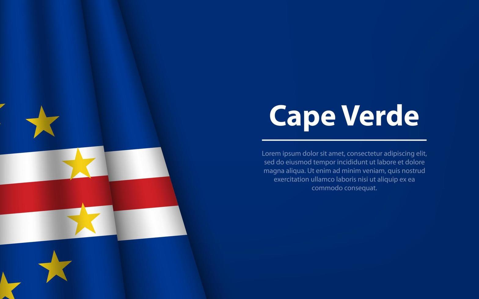 Wave flag of Cape Verde with copyspace background. vector