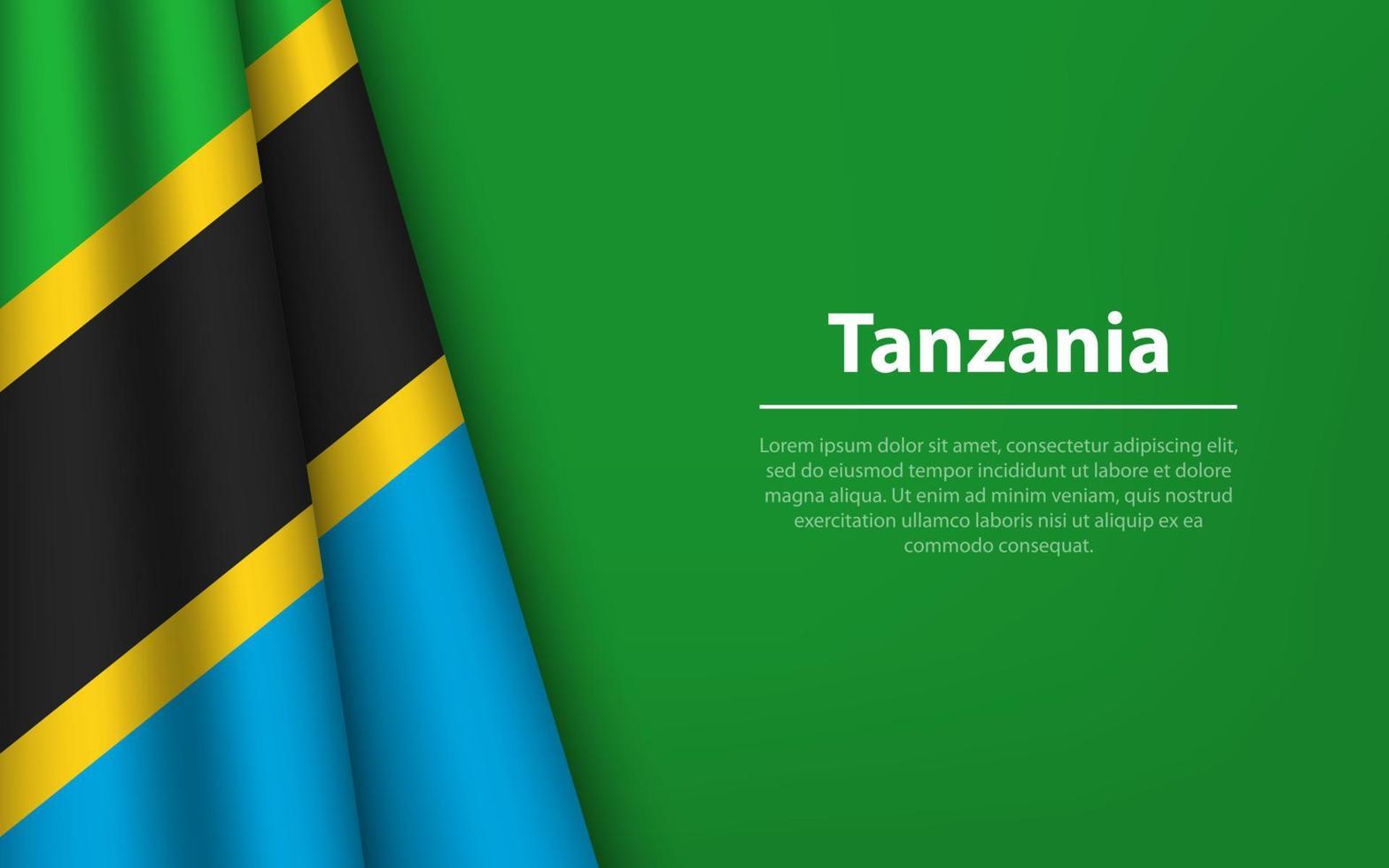 Wave flag of Tanzania with copyspace background. vector