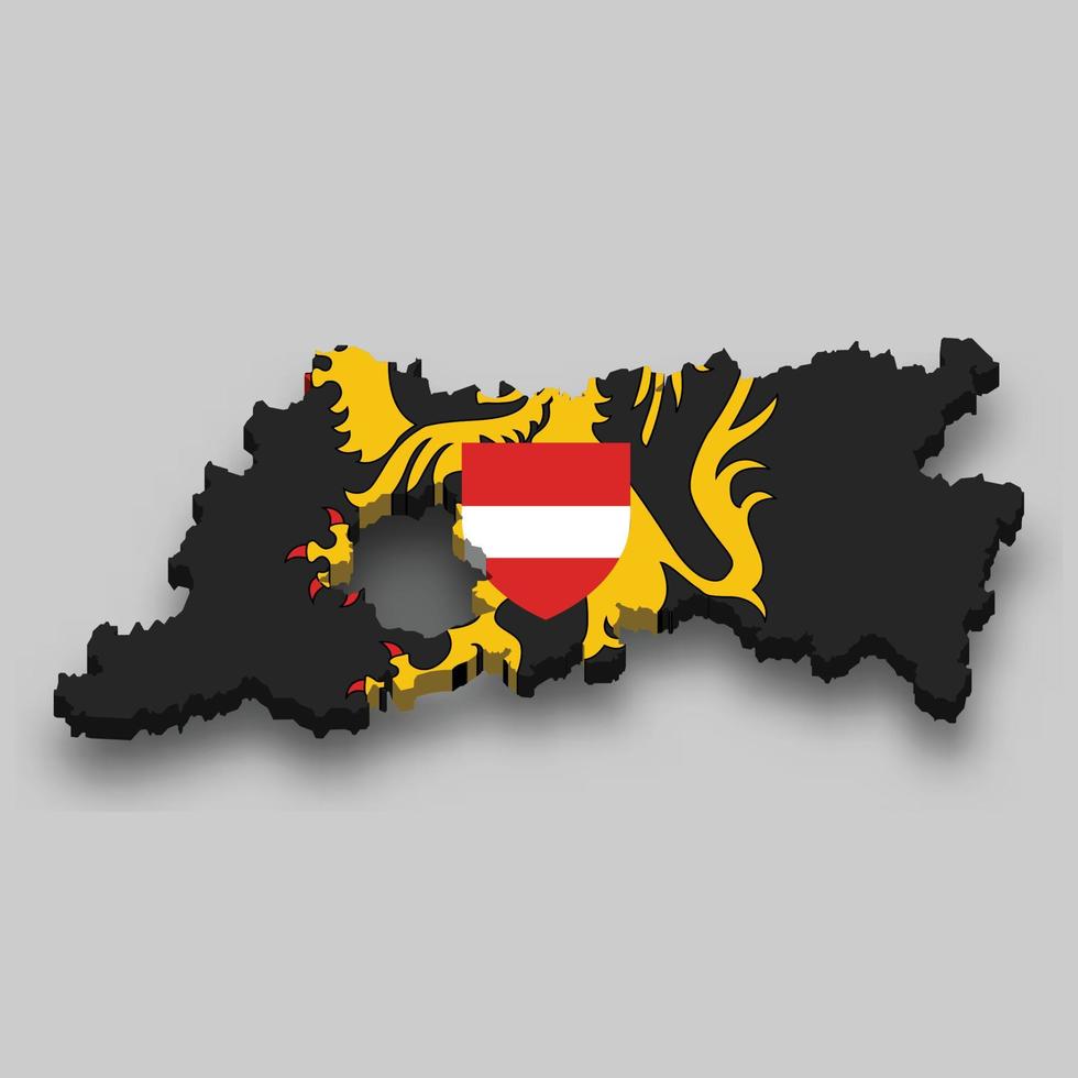 3d isometric Map of Flemish Brabant is a region of Belgium vector