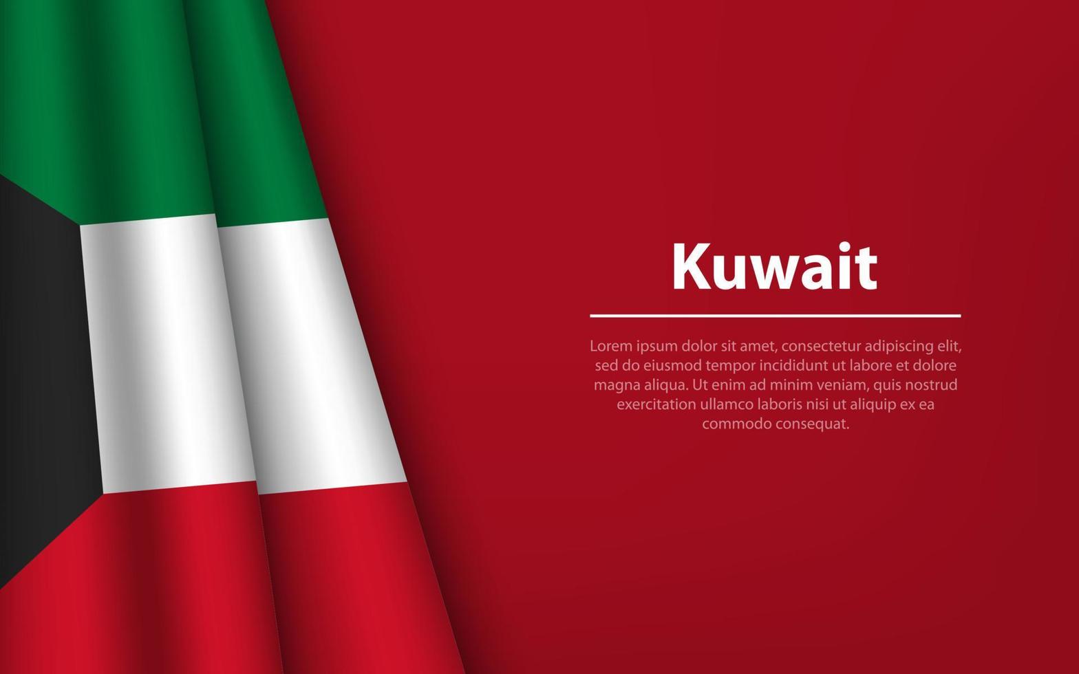 Wave flag of Kuwait with copyspace background. vector