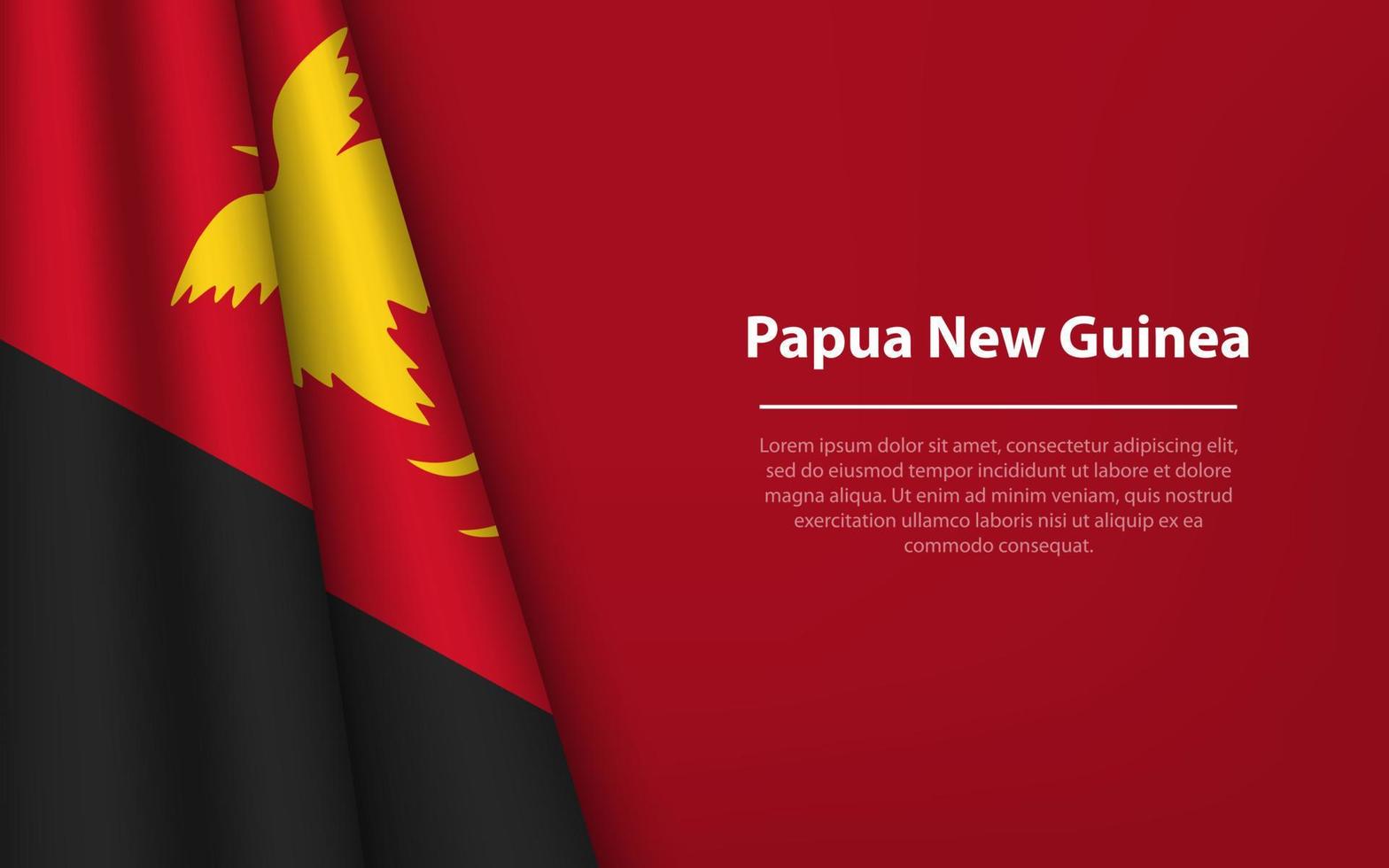 Wave flag of Papua New Guinea with copyspace background. vector