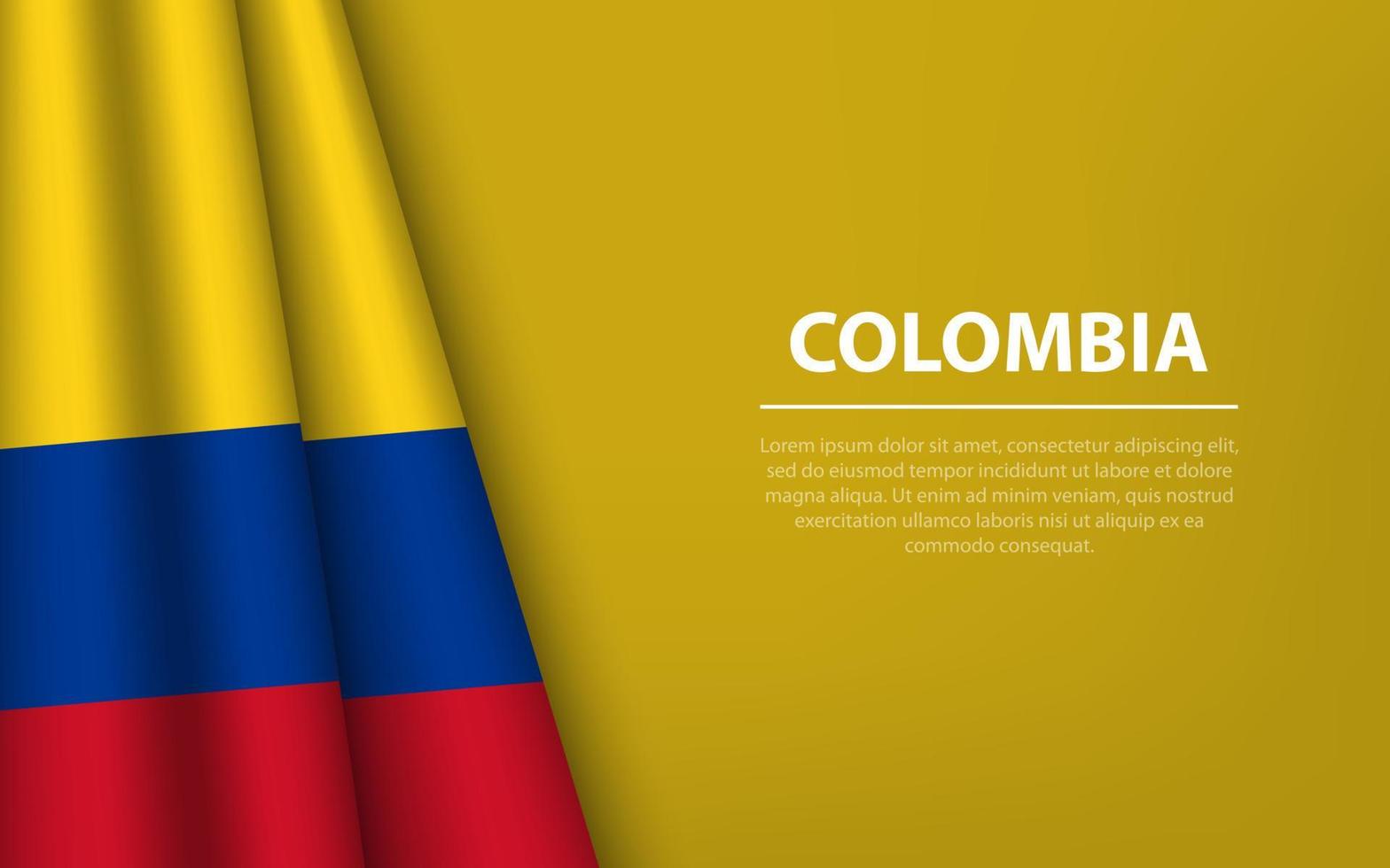 Wave flag of Colombia with copyspace background. vector