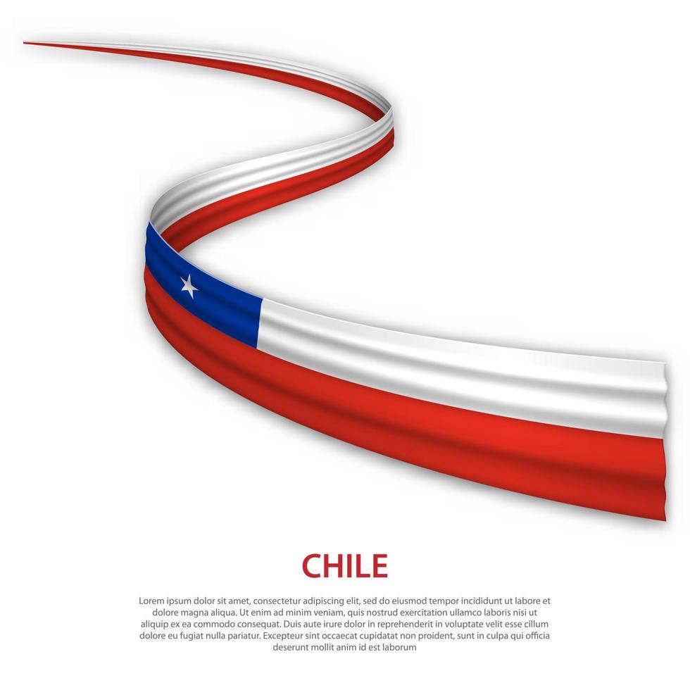 Waving ribbon or banner with flag of Chile vector