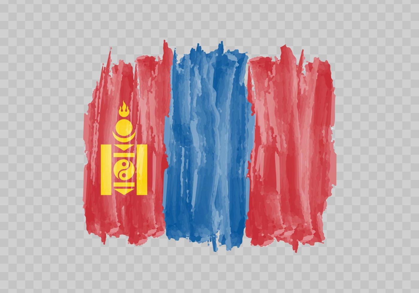 Watercolor painting flag of Mongolia vector