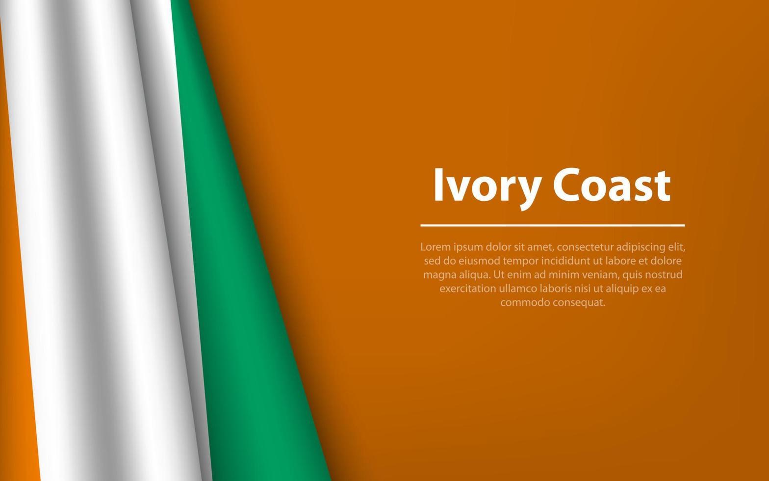 Wave flag of Ivory Coast with copyspace background. vector