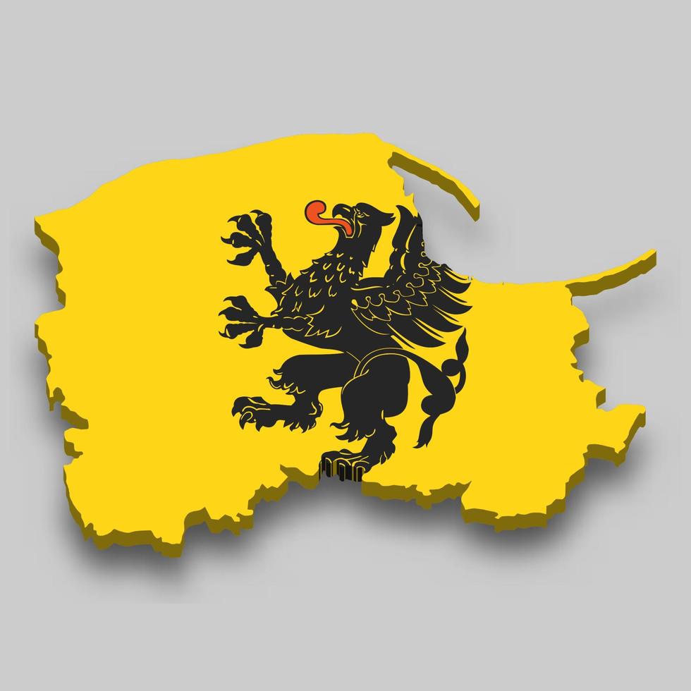 3d isometric Map of Pomerania is a region of Poland vector