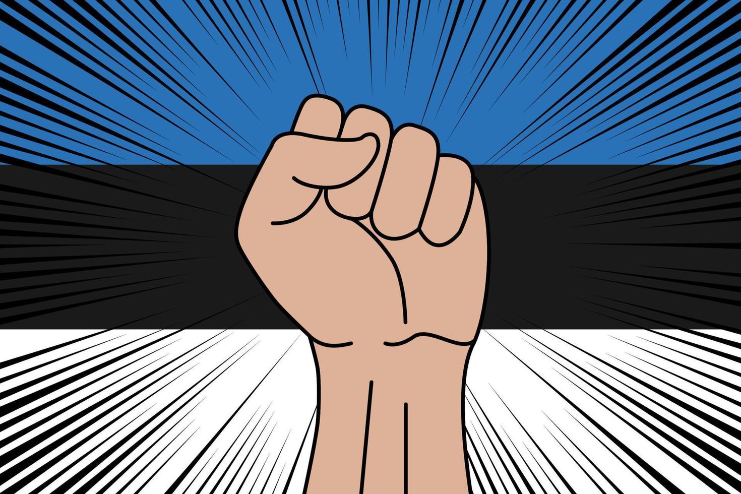 Human fist clenched symbol on flag of Estonia vector