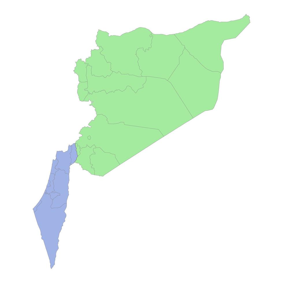 High quality political map of Israel and Syria with borders of the regions or provinces vector