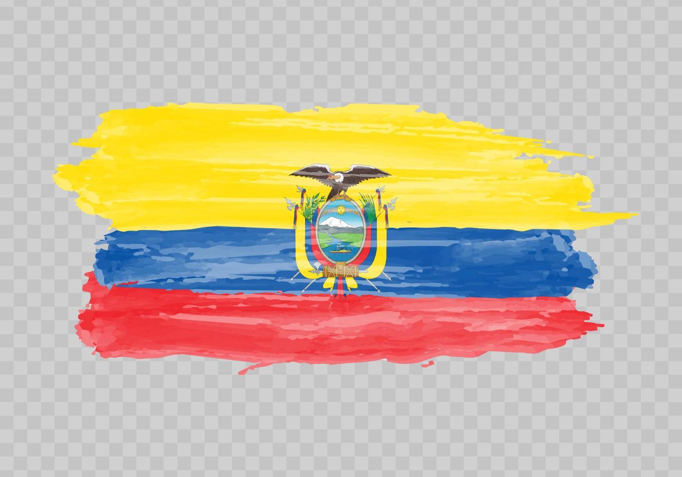 Watercolor painting flag of Ecuador vector